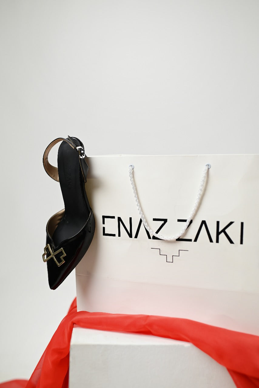 Black sligback heels